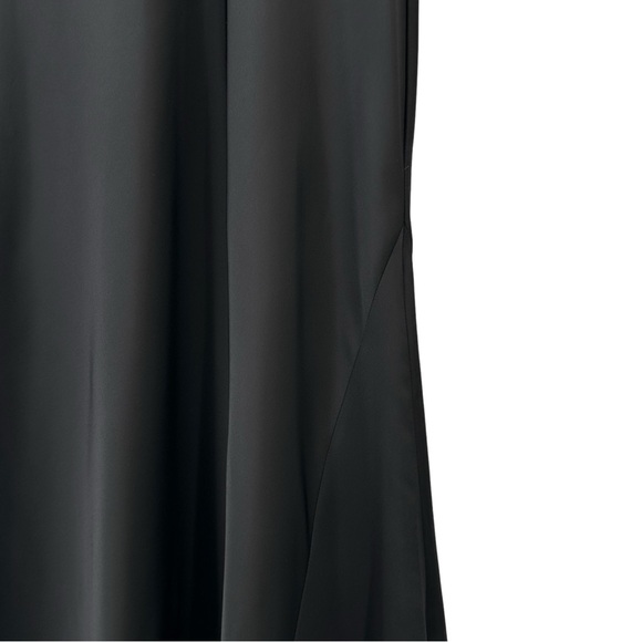 All Saints Amos Black Satin V-Neck Sleeveless Side Slit Evening Maxi Dress sz S - Picture 8 of 11